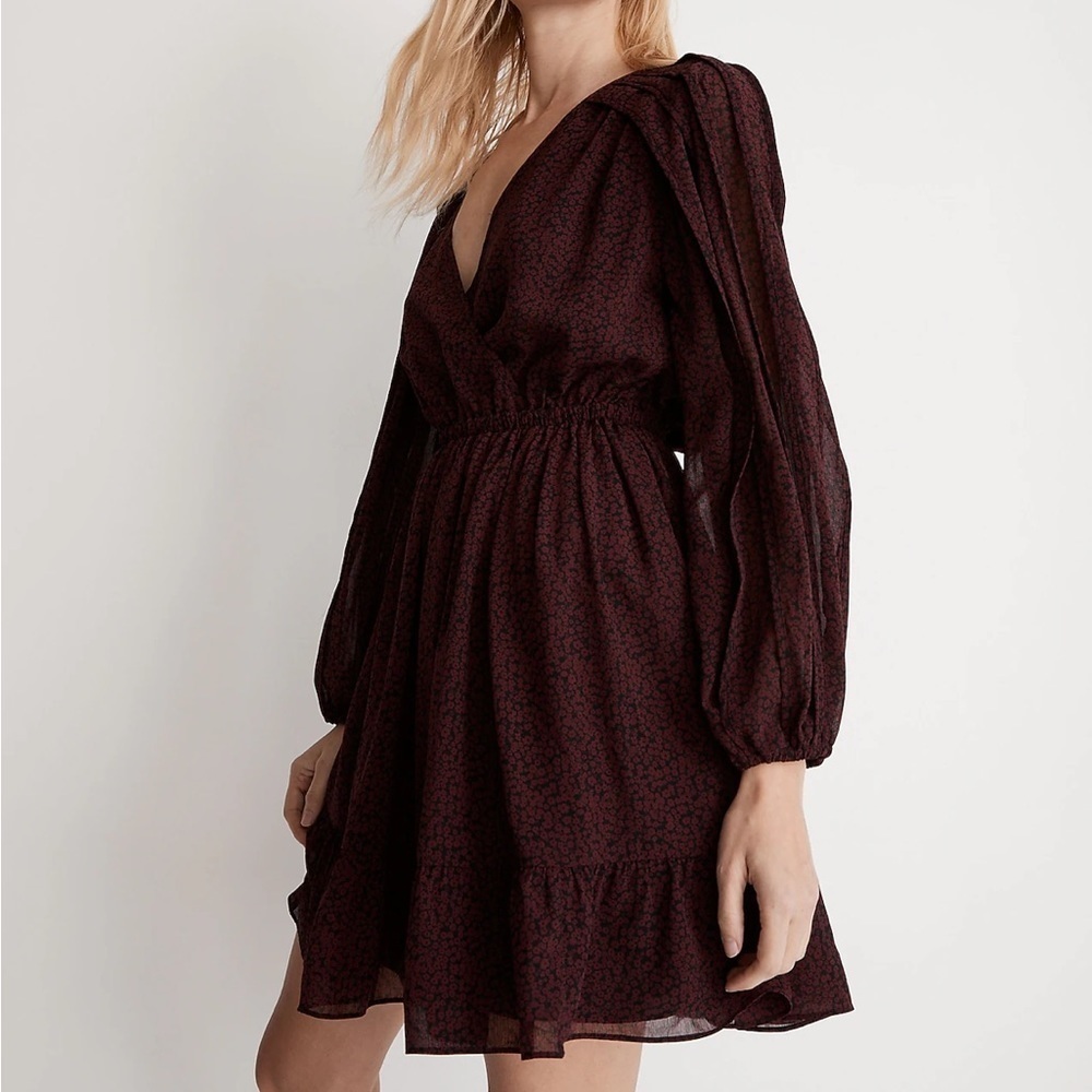 Madewell (Re)sourced Georgette Faux-Wrap Mini Dress - Picture 1 of 9